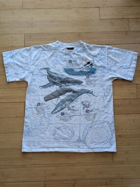 Habitat Men's Short Sleeve Whale Graphic Tee - White, Blue, Green
